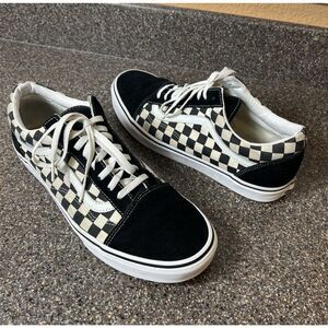 Vans Old Skool Men's 11 Black Check Suede/Canvas Skate Sneaker Shoes Lace Up Low